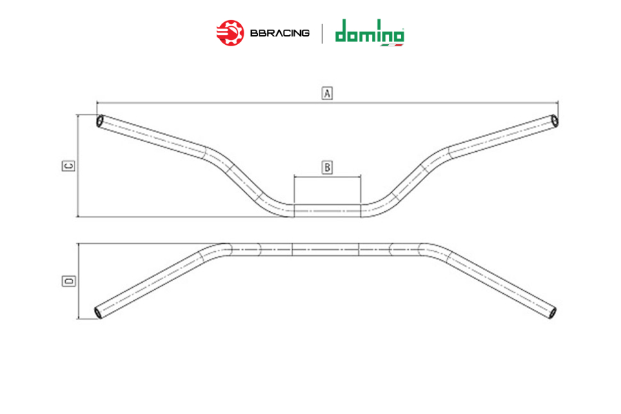 Ghi Đông Domino Thép High Ø 22 Chrome