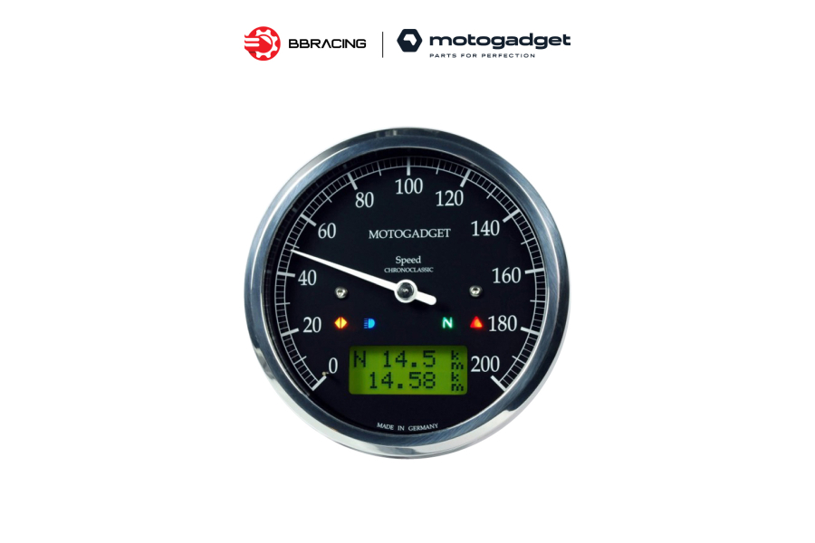 Đồng Hồ Motogadget Chronoclassic Green LCD Viền Chrome