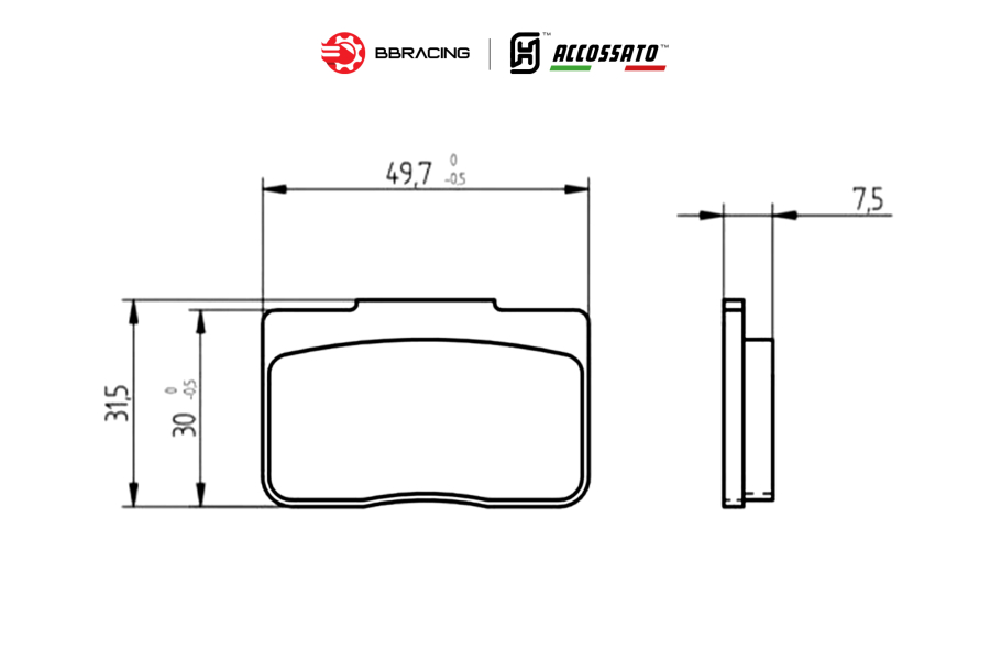 Bố thắng Accossato XA6H530, X206101, XB4S520 - Đĩa 24mm