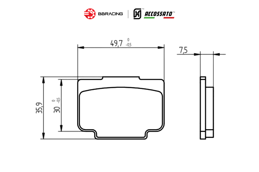 Bố thắng Accossato XA6H530, X206101, XB4S520 - Đĩa 30mm