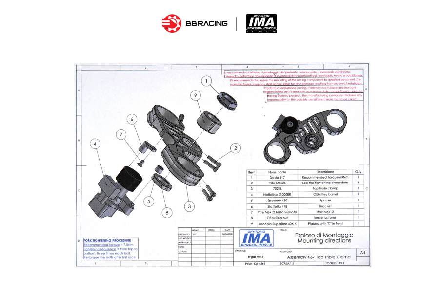 Bộ Chảng Ba IMA Aprilia RSV4 2015-22 Titan