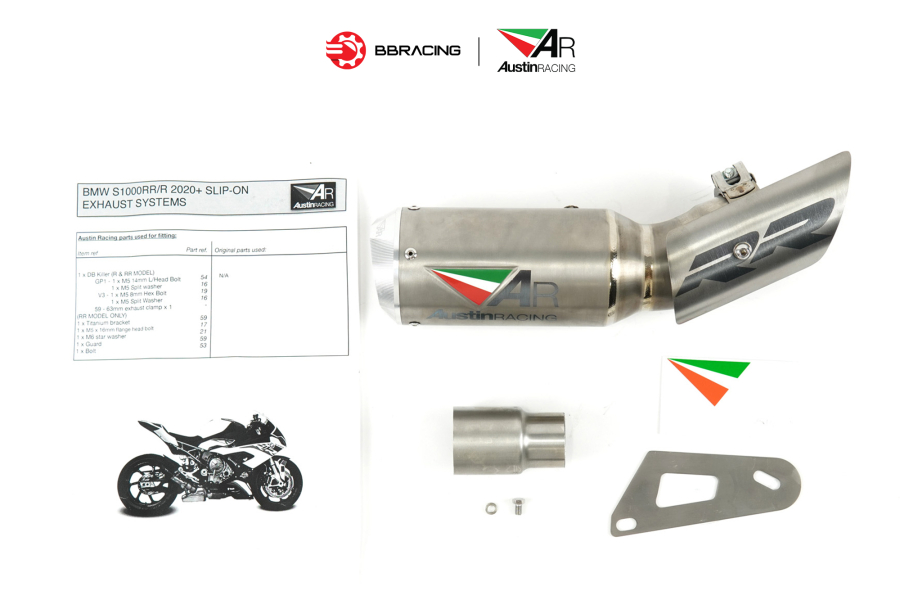 Austin Racing BMW S1000 RR 2019-23 - Slip On GP1RS Tem Màu