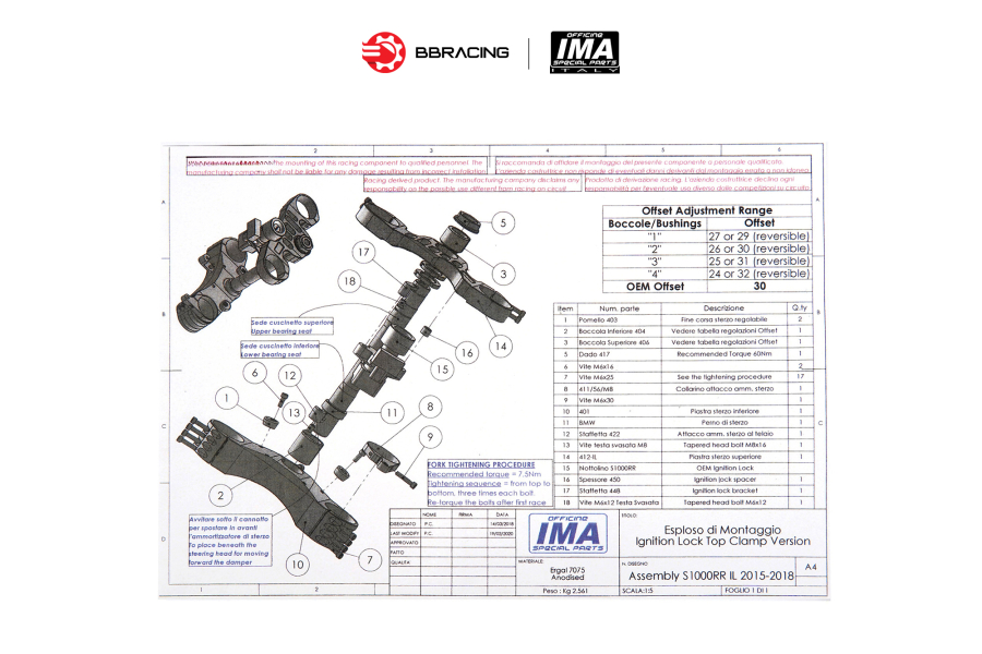 Bộ Chảng Ba IMA BMW S1000 RR 2015-18 Titan
