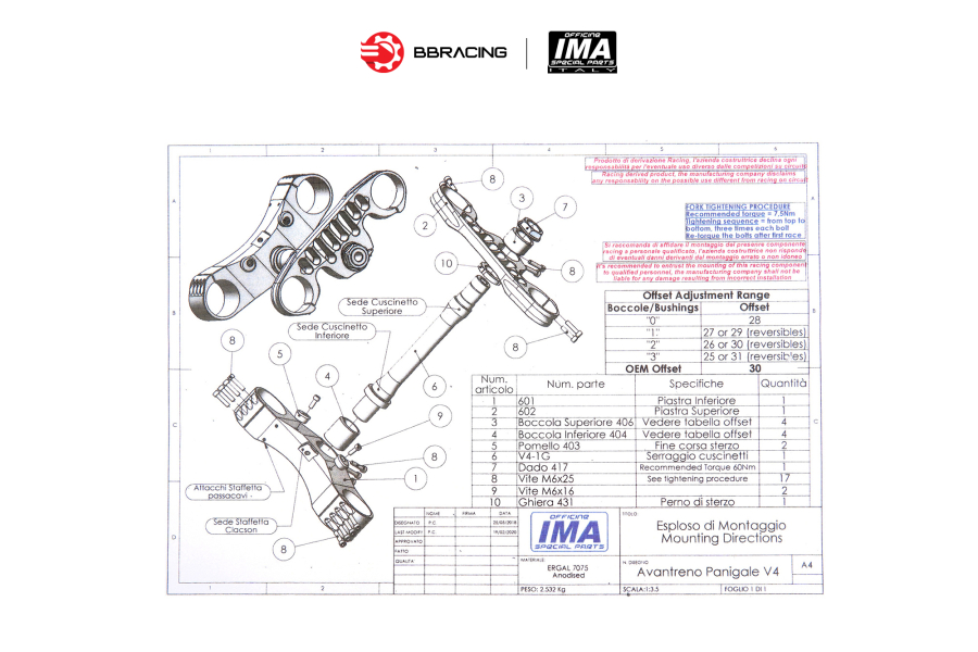 Bộ Chảng Ba IMA Ducati Panigale V4 Đen