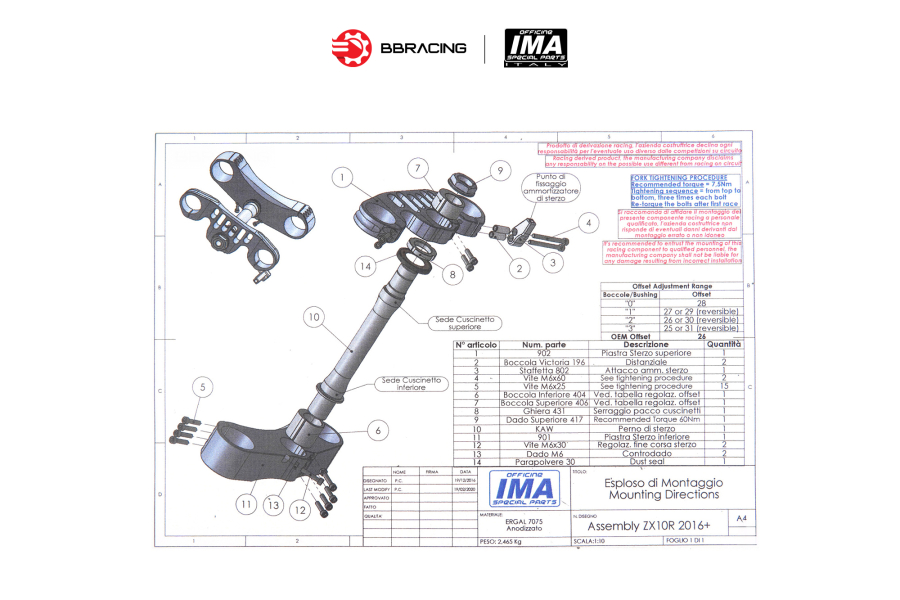 Bộ Chảng Ba IMA Kawasaki Ninja ZX-10R 2016-22 Titan