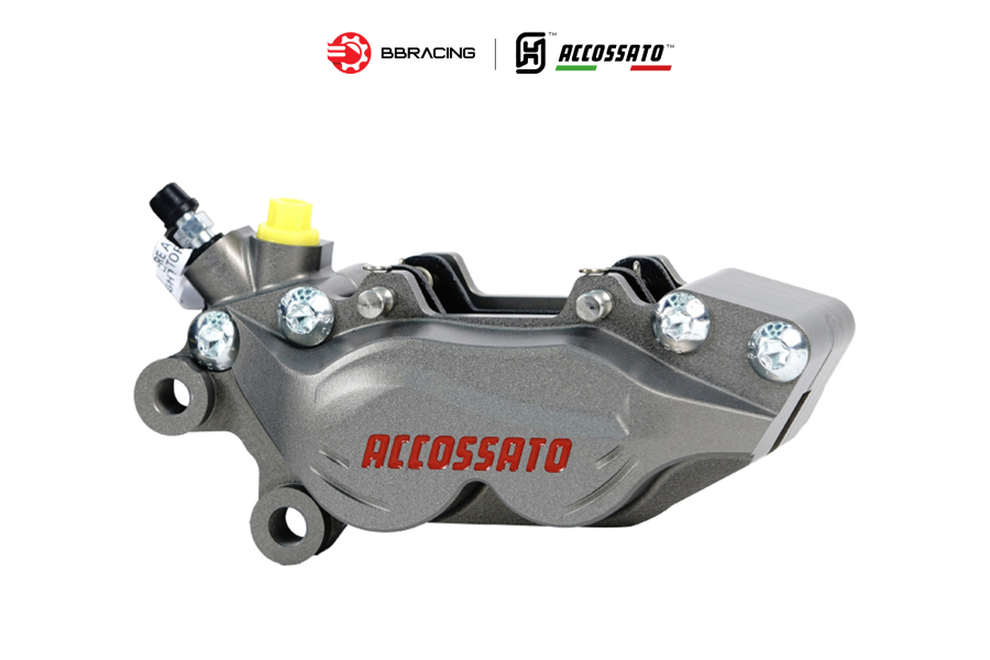 Heo Thắng Accossato Billet P4 30/34 (4 Piston) Xám - Trái 