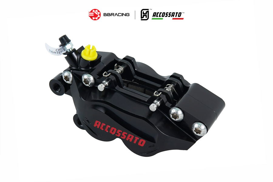 Heo Thắng Accossato Billet P4 30/34 (4 Piston) Đen - Trái 