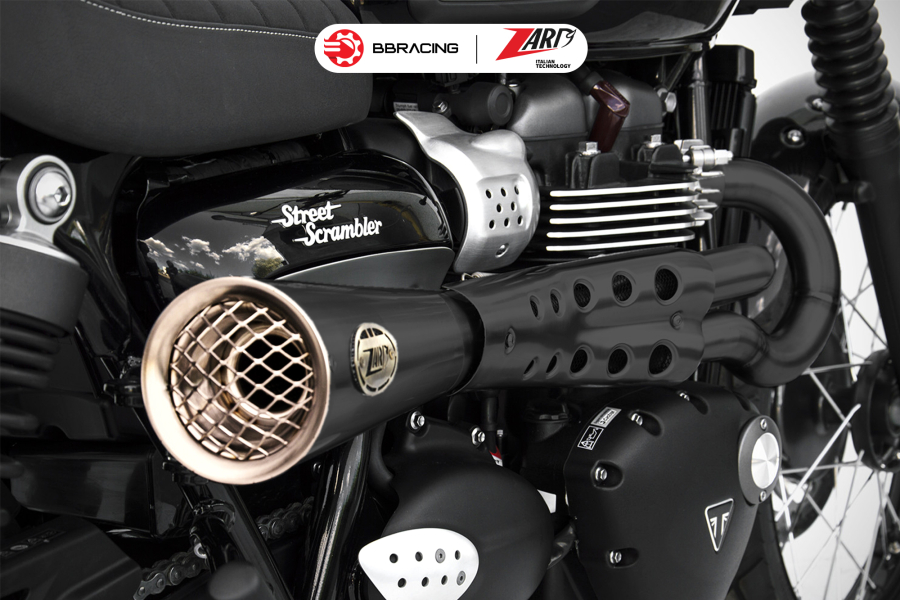 Zard Triumph Scrambler 900 - Full Kit 2>1 Tiger 70 Black Coating Bronzed End Cap