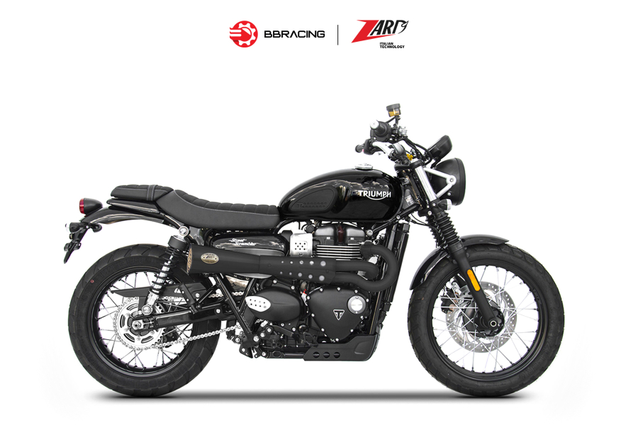 Zard Triumph Scrambler 900 - Full Kit 2>1 Tiger 70 Black Coating Bronzed End Cap