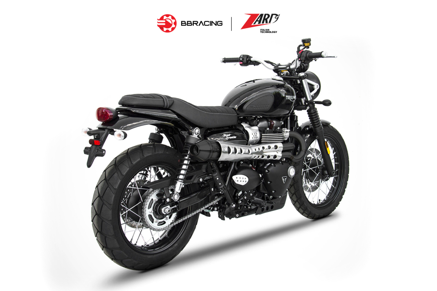 Zard Triumph Scrambler 900 - Full Kit 2>1 Black Steel Heat Shield