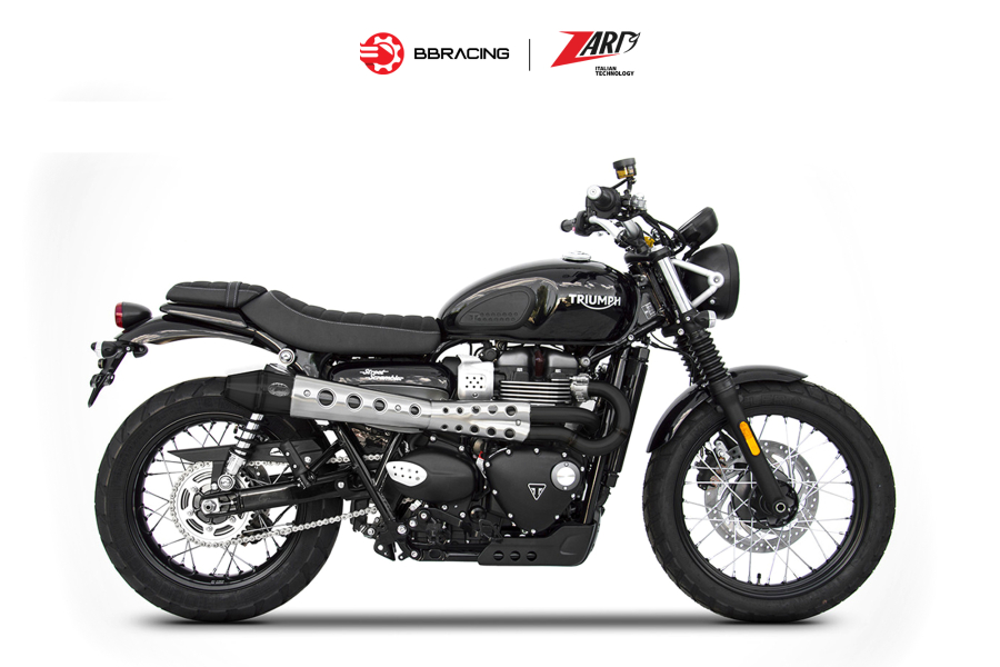 Zard Triumph Scrambler 900 - Full Kit 2>1 Black Steel Heat Shield