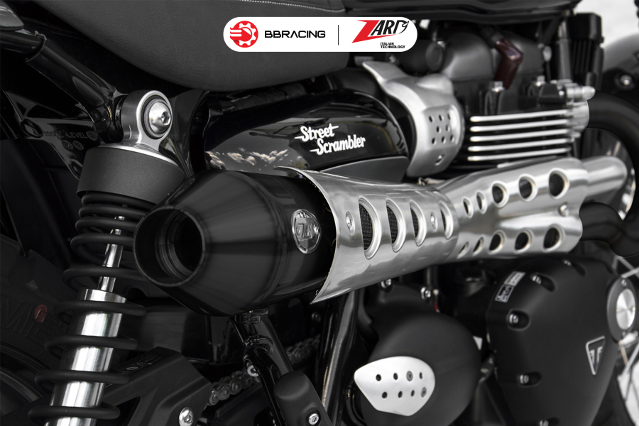 Zard Triumph Scrambler 900 - Full Kit 2>1 Black Steel Heat Shield